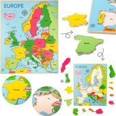 PUZZLE EDUKACYJNE Dla Dzieci Drewniana Układanka z Krajami EUROPY 25 części