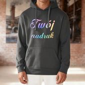 Bluza z kapturem grafitowa z Twoim nadrukiem - Kangaroo XL