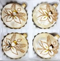 Bombki szklane 10cm 4 sztuki Ręcznie zdobione. Produkt polski (złoty)