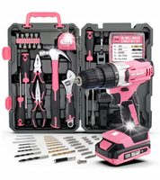 Hi-Spec 81pc różowa akumulatorowa wiertarko-wkrętarka 18V & kompletny zesta