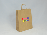 Torba papierowa beżowa z nadrukiem 10 sztuk 24/25 x 11 x 32 cm
