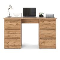 Biurko Komputerowe Drewniane Dla Dziecka Dąb Wotan Szuflady 120cm Ofi