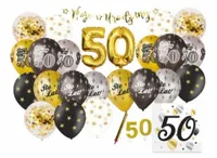 Balony w zestaw NA URODZINY 50 pięćdziesiąte dekoracja z baner serwetki