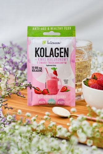 10x INTENSON KOLAGEN + KWAS HIALURONOWY + WITAMINA C do picia truskawkowy na Arena.pl
