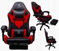 Fotel Gamingowy z Ekoskóry Obrotowy Dla Gracza Kubełkowy Wygodny Czerwony