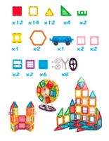 DUŻE KLOCKI MAGNETYCZNE KONSTRUKCYJNE KAFELKI 70 el Rainbow Magnetic Tiles