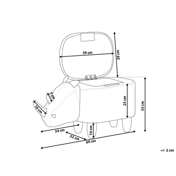 Pufa zwierzak ze schowkiem ekoskóra jasnoszara RHINO zdjęcie 9