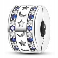 Zawieszka SREBRO 925 Charms Koralik Separator Klips Bloker Gwiazdy Księżyc