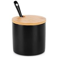 cukiernica cukierniczka ceramiczna z łyżeczką czarna 139681