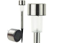 Lampa solarna lampka ogrodowa wbijana led czujnik zmierzchu słupek srebrny