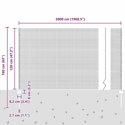 Ogrodzenie z słupkami Zielony 1.2 x 50 m Stal na Arena.pl