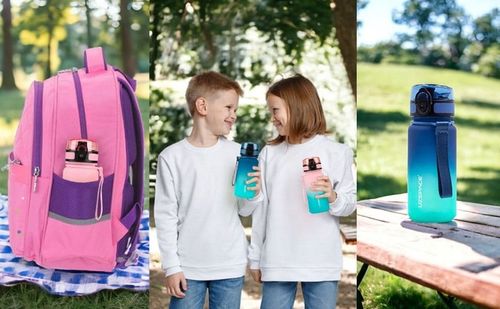 Bidon na wodę dla dziewczynki 350 ml różowo-turkusowy BPA Free na Arena.pl