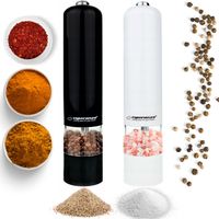 2X MŁYNEK DO PIEPRZU SOLI ELEKTRYCZNY BIAŁY CZARNY