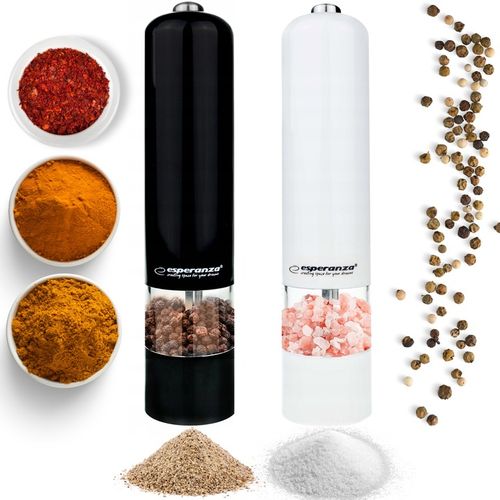 2X MŁYNEK DO PIEPRZU SOLI ELEKTRYCZNY BIAŁY CZARNY na Arena.pl