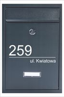 METALOWA SKRZYNKA na listy pocztowa NUMER DOMU adresówka ANTRACYT