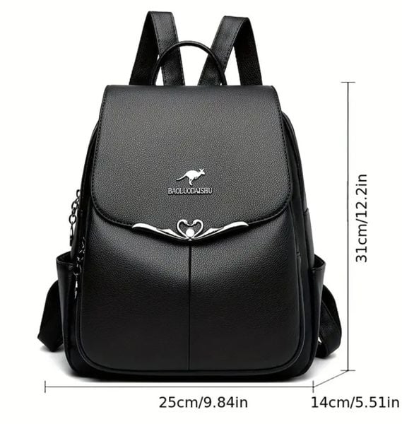 Plecak damski czarny skórzany elegancki ekoskóra miejski łabędzie zdjęcie 4