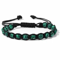 BRANSOLETKA DAMSKA MAKRAMA KAMIEŃ MALACHIT 8 mm