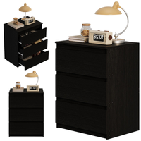 SZAFKA NOCNA STOLIK SYPIALNIA KOMODA 3 SZUFLADY CZARNY LOFT NOWOCZESNA 60CM