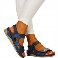 DAMSKIE SANDAŁY WYGODNE SKÓRA SZYTE NA RZEPY