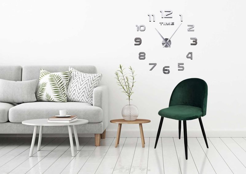 Zegar ścienny DIY NEPRI 65 - 130 cm - srebrny 3D zdjęcie 3