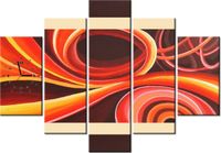 105CM 150CM ZEGAR 5 ELEM POMARAŃCZOWY WIR DRUK OBRAZ