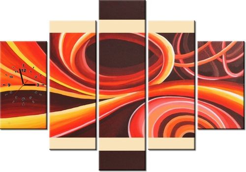 105CM 150CM ZEGAR 5 ELEM POMARAŃCZOWY WIR DRUK OBRAZ na Arena.pl