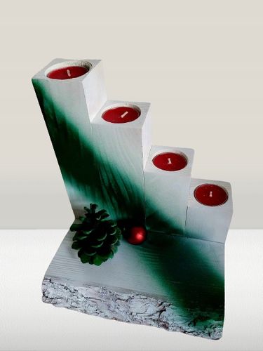 STROIK Świąteczny ŚWIECZNIK ADWENTOWY Z DREWNA Ozdoba BOŻE NARODZENIE DUŻY na Arena.pl