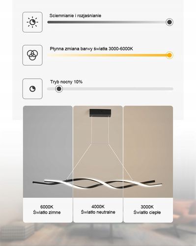 Lampa SANTIAGO I wisząca LED długa nad stół nowoczesna 90cm Wobako 35W na Arena.pl