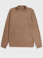 G37M007 DZIANINOWY GOLF GŁADKI BRĄZOWY SHEIN S