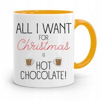 Kubek Żółty Świąteczny Pod Choinkę Na Mikołaja Z Nadrukiem Ze Zdjęciem