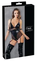 cottelli bondage body xl czarne wet look z zamkami i regulacją