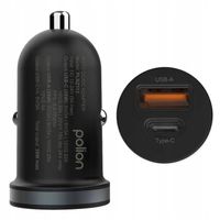Szybka ładowarka samochodowa POLION USB-A USB-C 35W QC3.0 PD 3A Lightning