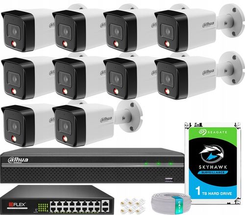 Zestaw Monitoringu DAHUA 10 Kamer 6MPx Dzień/Noc Kolor Detekcja Zewnętrzny na Arena.pl