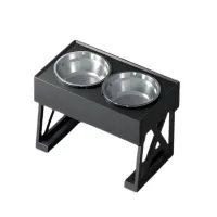 Miska dla psa lub kota podwyższona podwójna na stojaku duża stalowa