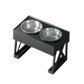 Miska dla psa lub kota podwyższona podwójna na stojaku duża stalowa