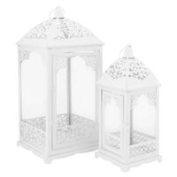 Latarnia Altom Design biała metalowa szklana 12x12x31 cm, 18x18x42 cm