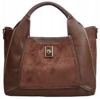 BESTINI torebka damska SHOPPER na ramię A4 ZAMSZ czekolada shopper