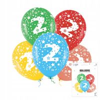ZESTAW KOLOROWYCH BALONÓW Z CYFRĄ 2 NA IMPREZE URODZINOWĄ PRZYJĘCIE