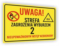 Tabliczka BHP Zakaz wstępu nadruk 20x15 CM STRAFA ZAGROŻENIA WYBUCHEM
