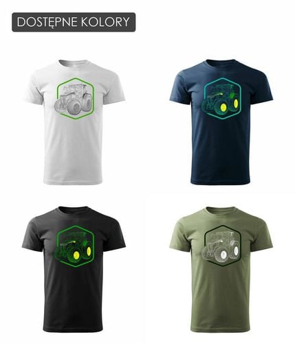 Koszulka z traktorem John Deere koszulka dla rolnika męska biała REGULAR M na Arena.pl