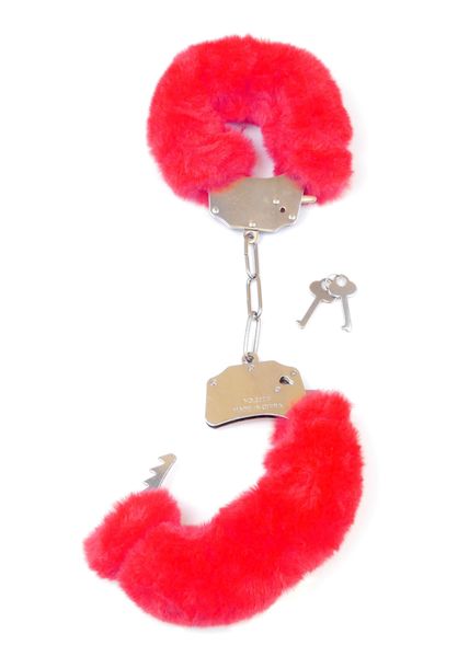 Kajdanki Fetish B - Series- Furry Cuffs Red zdjęcie 3
