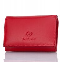 Gracio CZERWONY skórzany portfel DAMSKI Poręczny