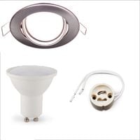 Oprawka sufitowa satyna wpuszczana+żarówka LED+gniazdo GU10 komplet