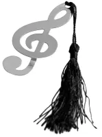 Muzyczna Zakładka do Książek, do Czytania Klucz Wiolinowy z Frędzlami