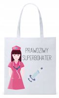 Dla Pielęgniarki Prezent Torba Eco Biała Shopper Z Nadrukiem Ze Zdjęciem