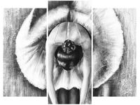 70 90CM OBRAZ 3 ELEM BALETNICA CZERNI BIELI ŚCIENNY DRUK PŁÓTNO