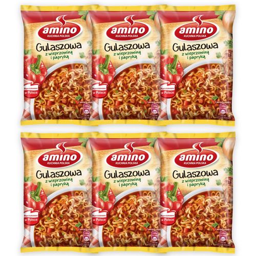 Amino Zupa błyskawiczna gulaszowa z wieprzowiną i papryką 59 g x 6 sztuk na Arena.pl