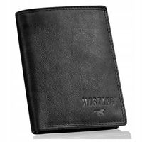 MUSTANG Portfel Męski Skórzany Duży Skóra Pionowy Czarny RFID PREMIUM
