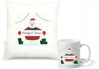 Zestaw PODUSZKA i KUBEK z nadrukiem PREZENT na mikołajki TWÓJ TEKST GRAFIKA
