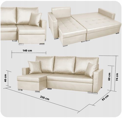 Narożnik rozkładany z funkcją spania ekoskóra Varius rogówka Family Meble na Arena.pl